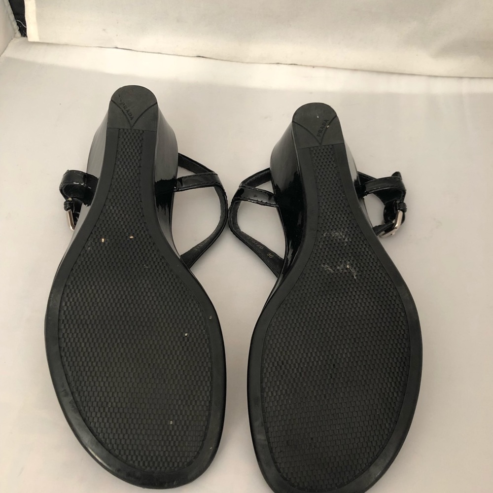 Prada patent leather T-strap wedge sandal EU36 US6 - Picture 3 of 7